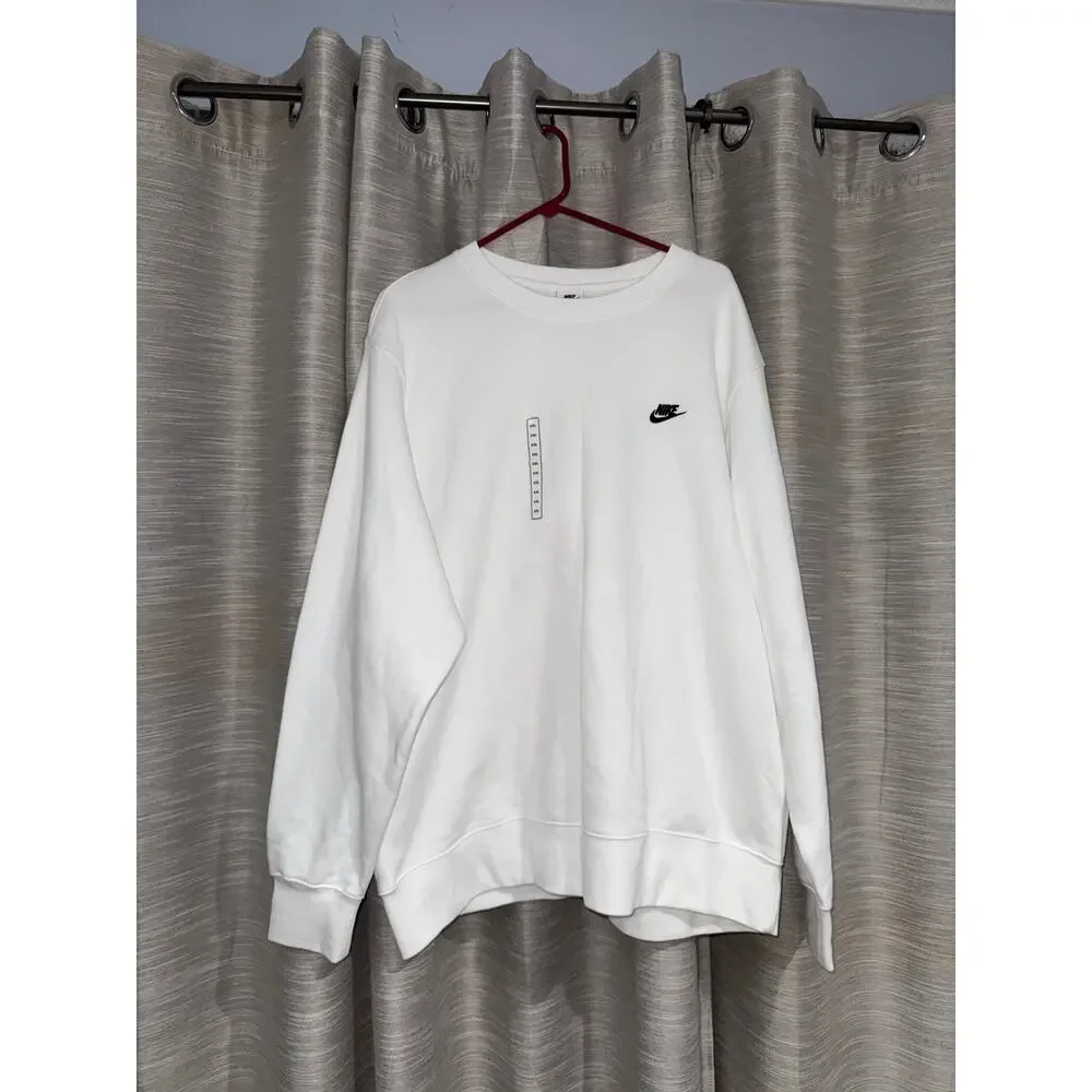 Nike Club Fleece Crewneck White Sweatshirt Men's XXL - NEW